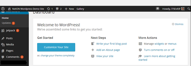 Wordpress 3.8 Dashboard View